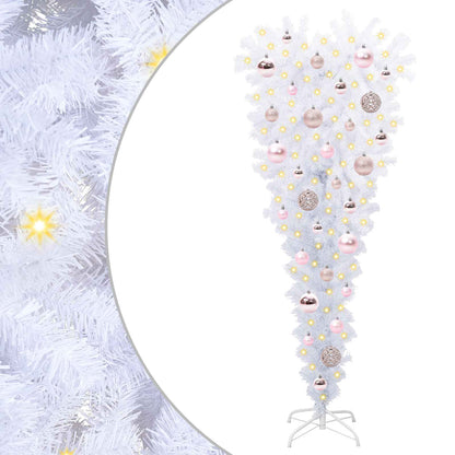 Konstgjord julgran med 150 LED-lampor Vit 120 cm PVC och Stål