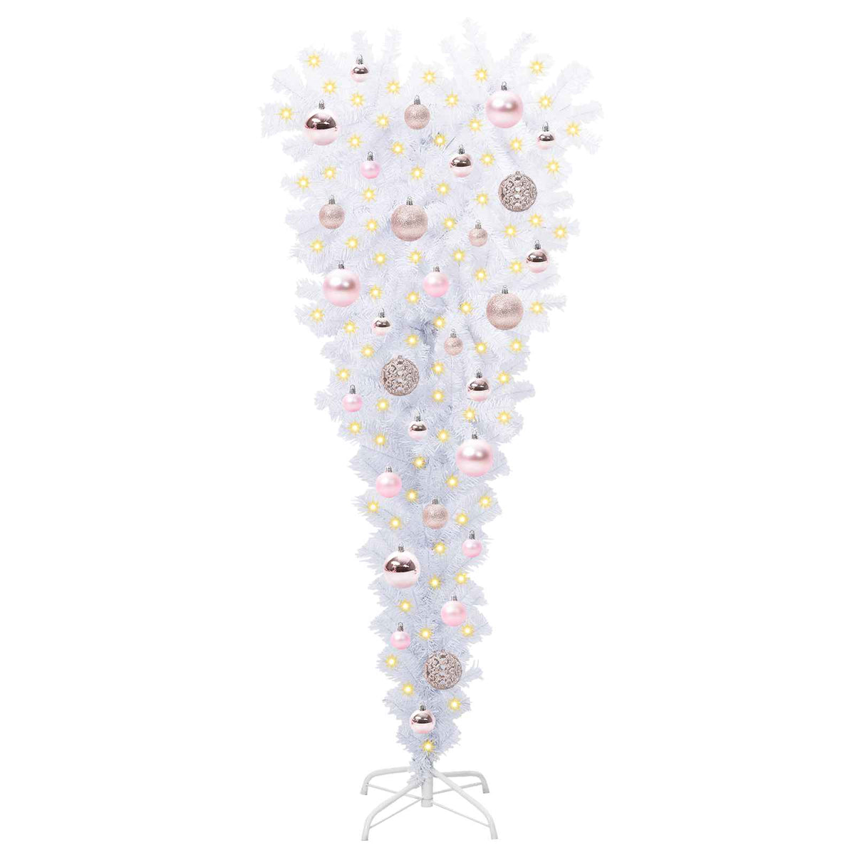 Konstgjord julgran med 150 LED-lampor Vit 120 cm PVC och Stål