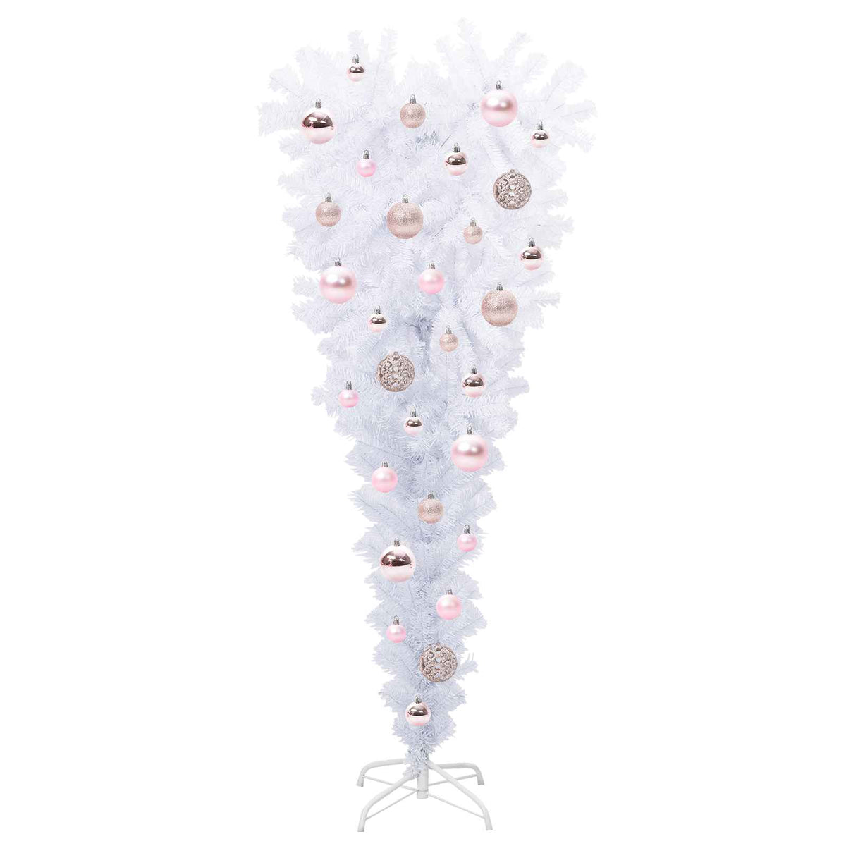 Konstgjord julgran med 150 LED-lampor Vit 120 cm PVC och Stål