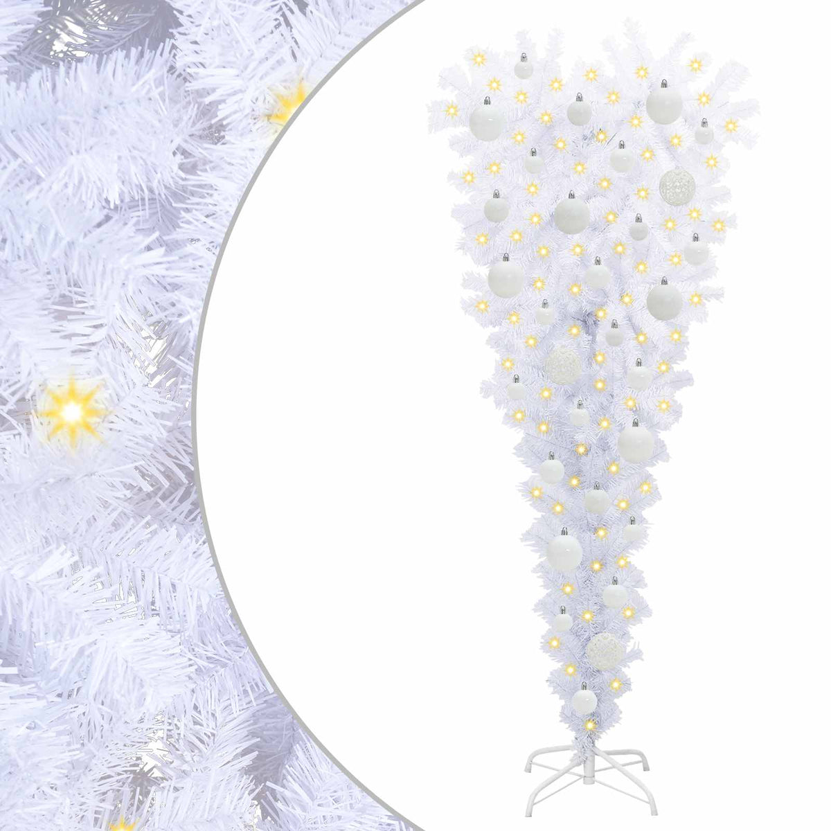 Konstgjord julgran med 150 LED-lampor Vit 120 cm PVC och Stål