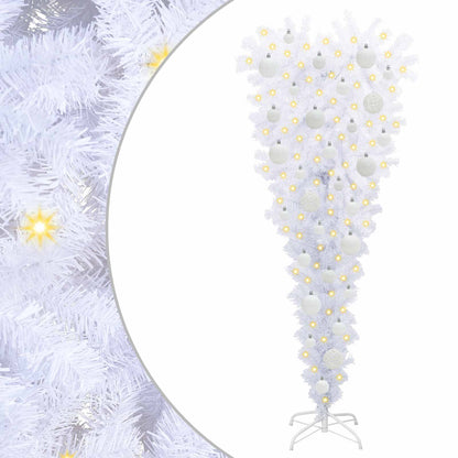 Konstgjord julgran med 150 LED-lampor Vit 120 cm PVC och Stål