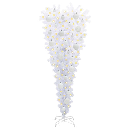 Konstgjord julgran med 150 LED-lampor Vit 120 cm PVC och Stål