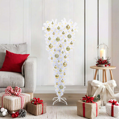 Konstgjord julgran med 150 LED-lampor Vit 120 cm PVC och Stål