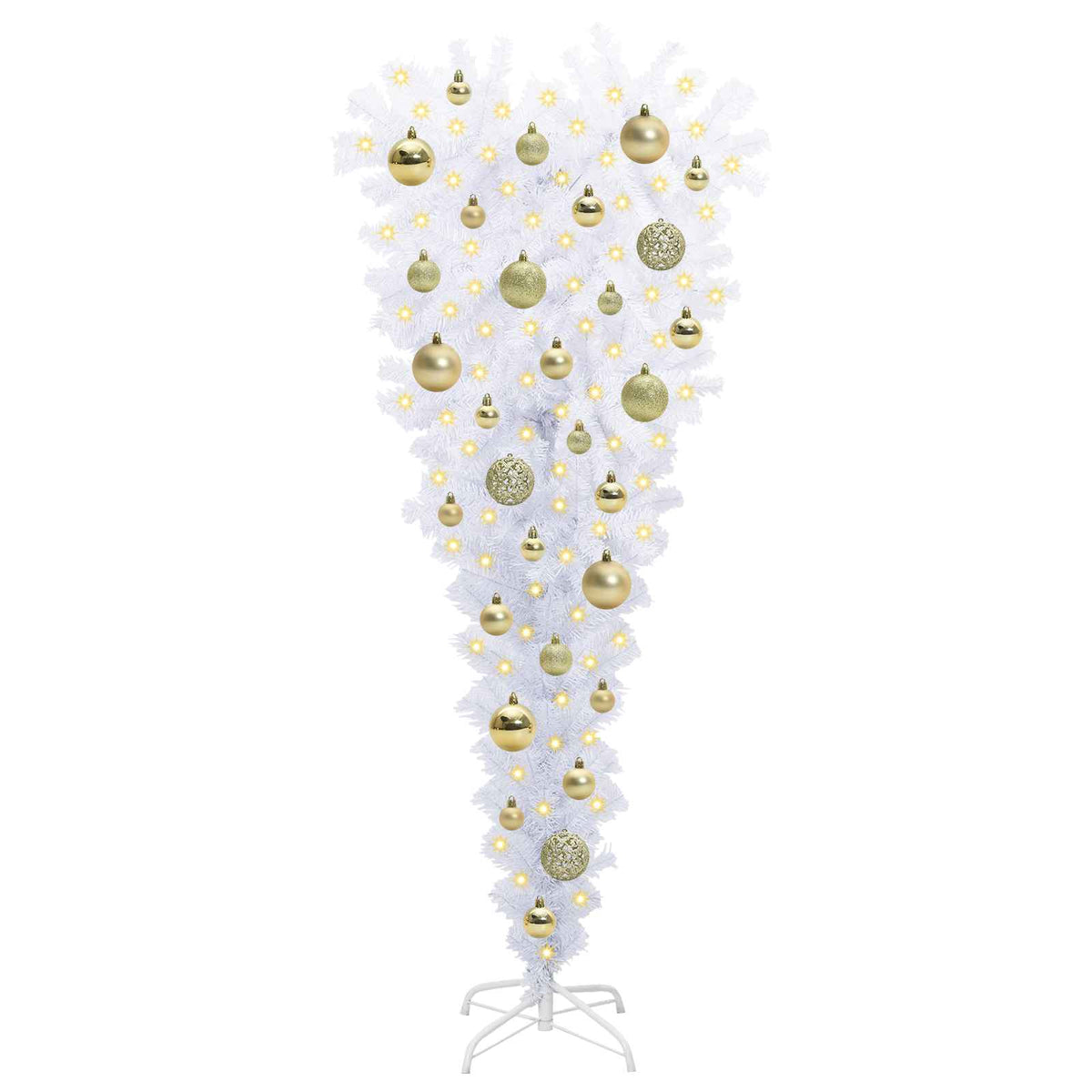 Konstgjord julgran med 150 LED-lampor Vit 120 cm PVC och Stål
