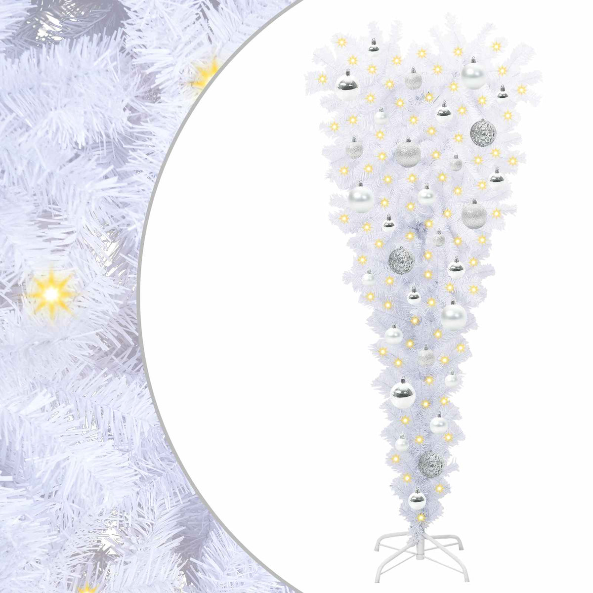 Konstgjord julgran med 150 LED-lampor Vit 120 cm PVC och Stål
