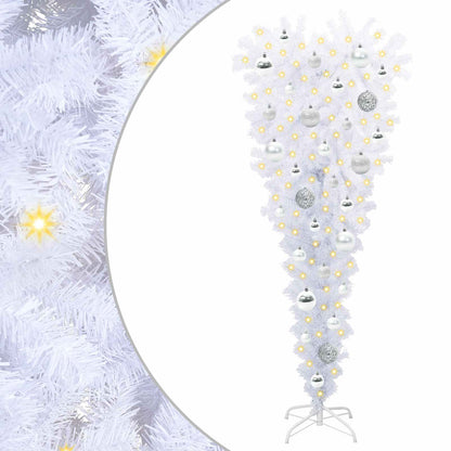 Konstgjord julgran med 150 LED-lampor Vit 120 cm PVC och Stål