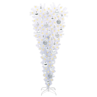 Konstgjord julgran med 150 LED-lampor Vit 120 cm PVC och Stål