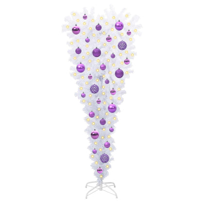 Konstgjord julgran med 150 LED-lampor Vit 120 cm PVC och Stål