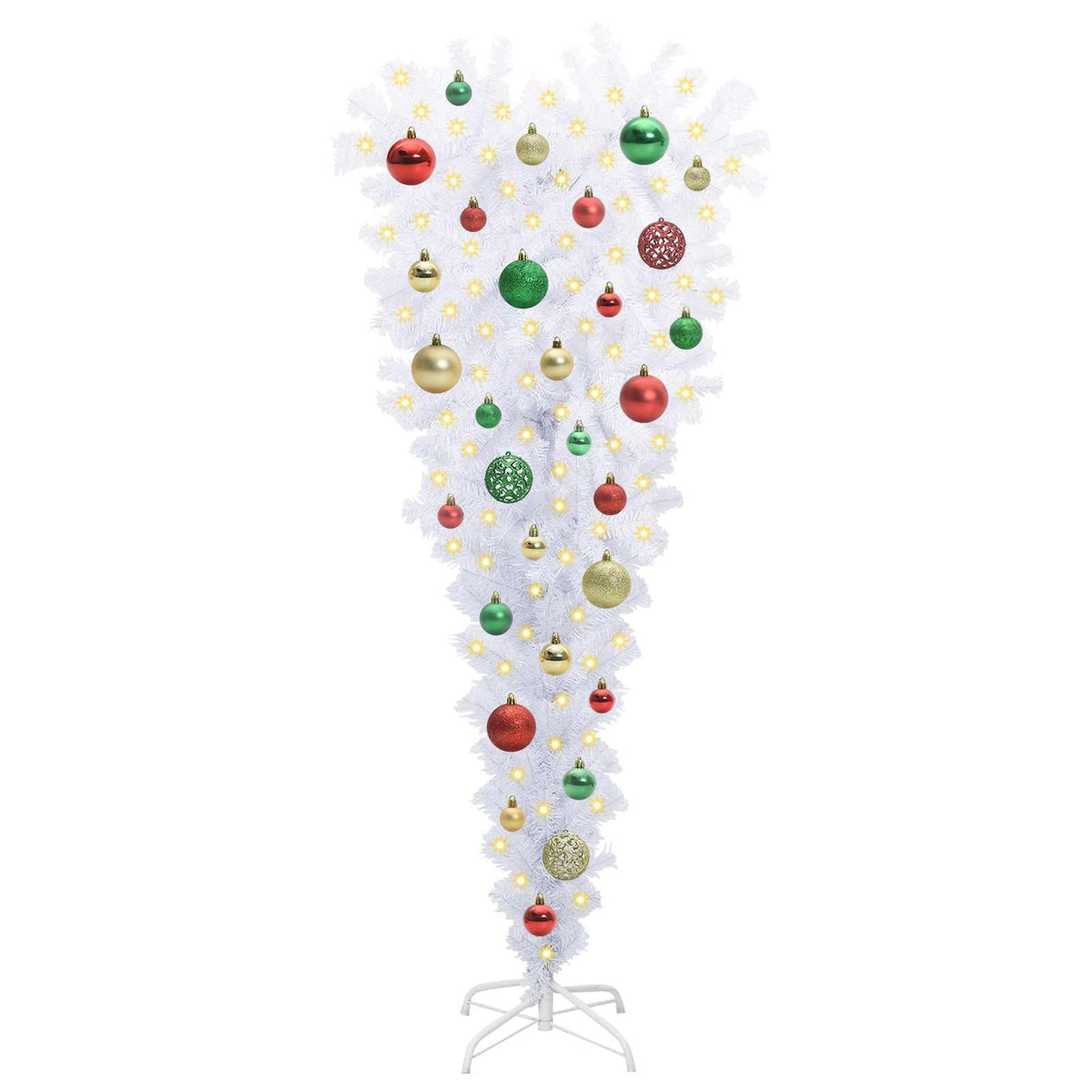 Konstgjord julgran med 150 LED-lampor Vit 120 cm PVC och Stål