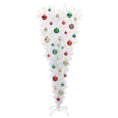 Konstgjord julgran med 150 LED-lampor Vit 120 cm PVC och Stål