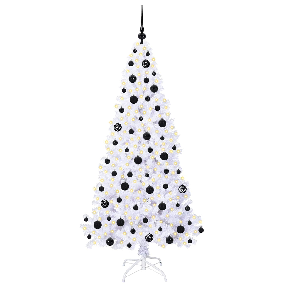 Konstgjord julgran med 300 LED-lampor Vit 180 cm PVC och stål