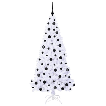 Konstgjord julgran med 300 LED-lampor Vit 180 cm PVC och stål