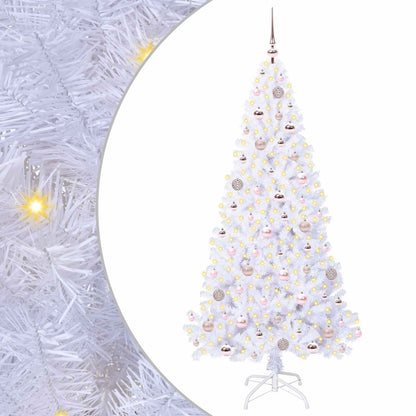 Konstgjord julgran med 300 LED-lampor Vit 180 cm PVC och stål