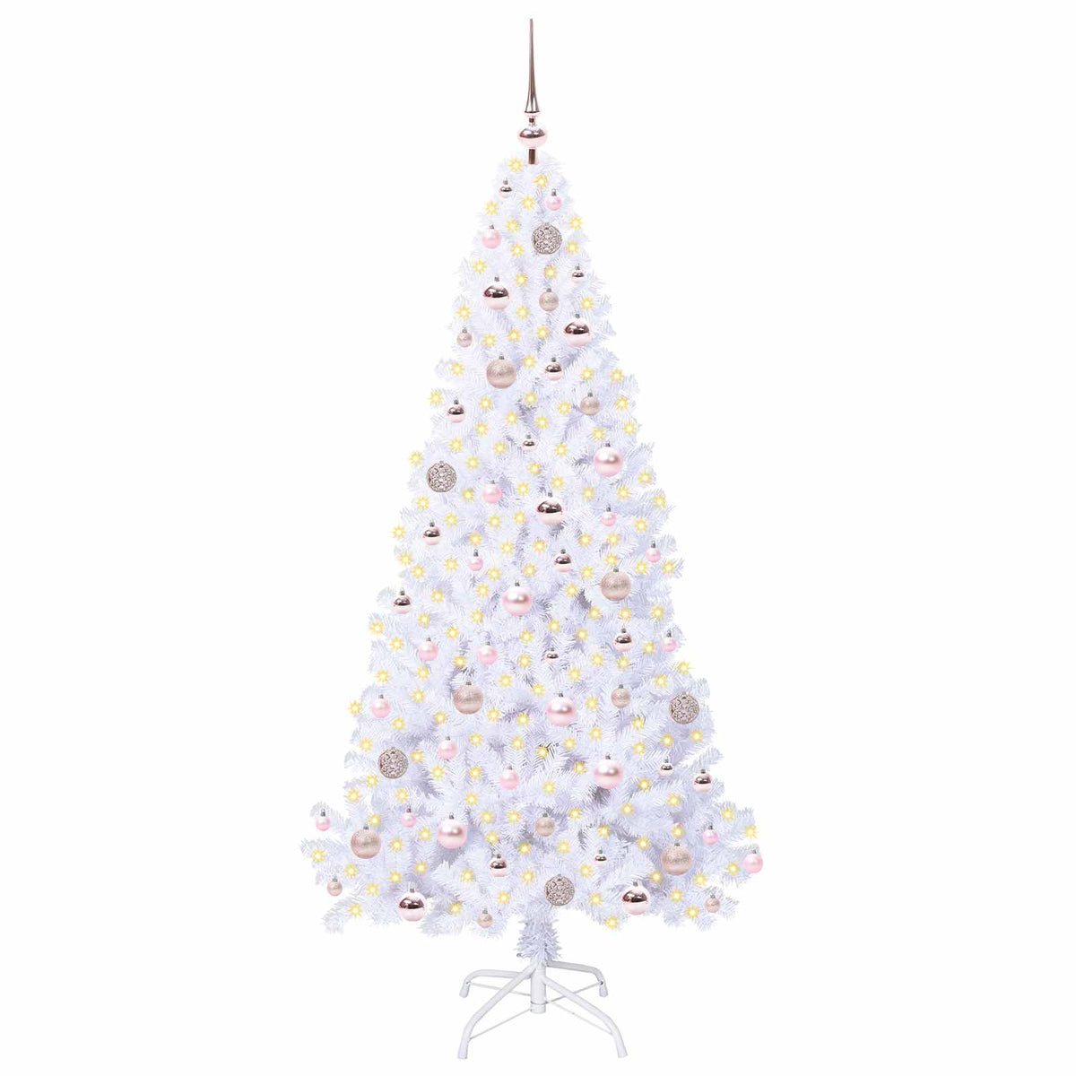 Konstgjord julgran med 300 LED-lampor Vit 180 cm PVC och stål