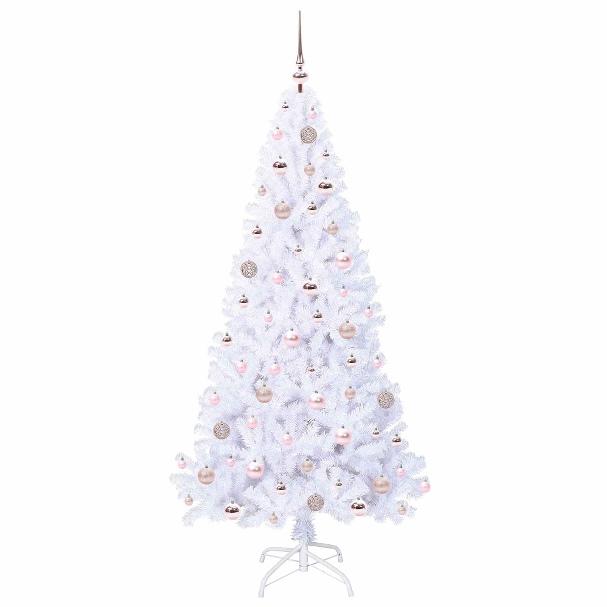Konstgjord julgran med 300 LED-lampor Vit 180 cm PVC och stål