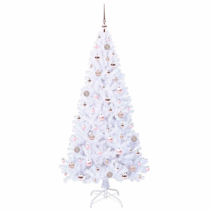 Konstgjord julgran med 300 LED-lampor Vit 180 cm PVC och stål