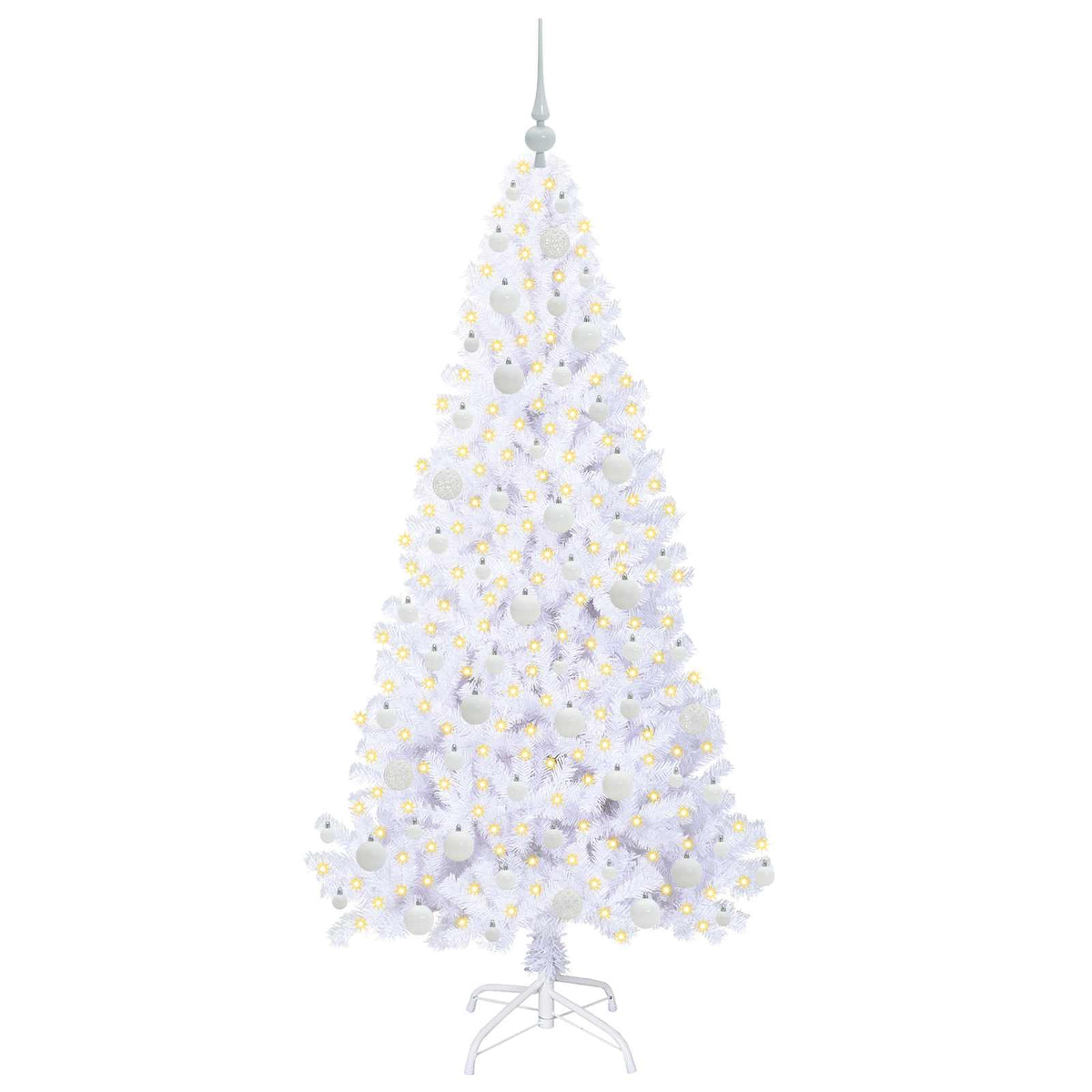 Konstgjord julgran med 300 LED-lampor Vit 180 cm PVC och stål