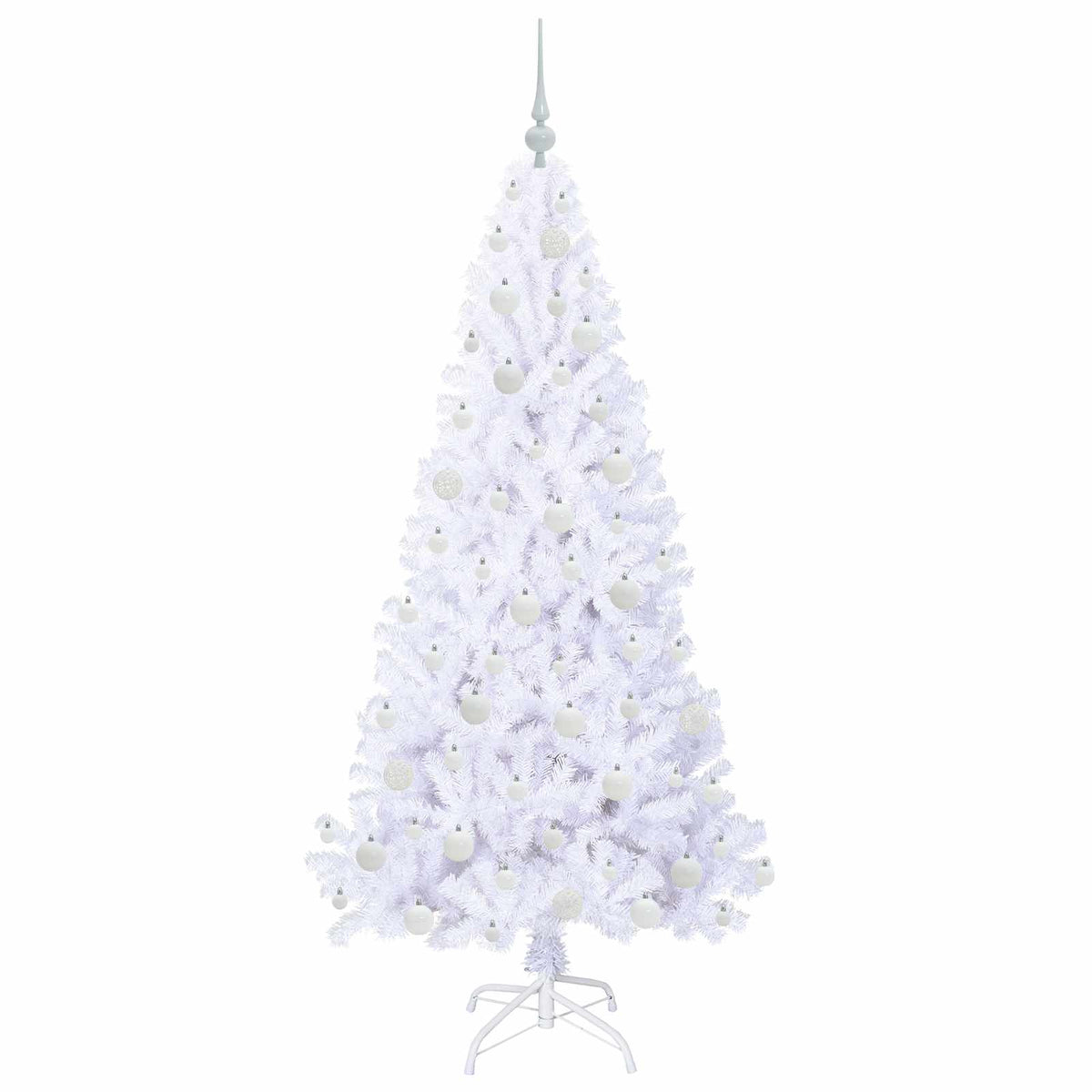 Konstgjord julgran med 300 LED-lampor Vit 180 cm PVC och stål