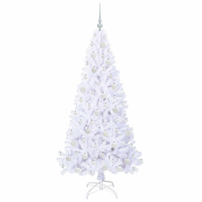 Konstgjord julgran med 300 LED-lampor Vit 180 cm PVC och stål