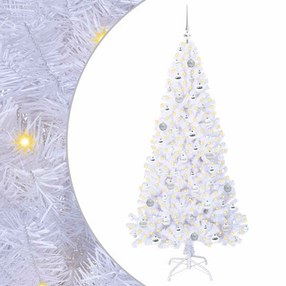 Konstgjord julgran med 300 LED-lampor Vit 180 cm PVC och stål
