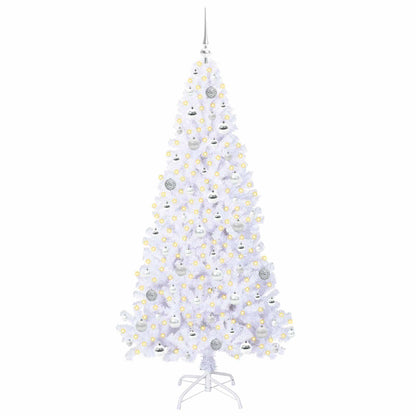 Konstgjord julgran med 300 LED-lampor Vit 180 cm PVC och stål