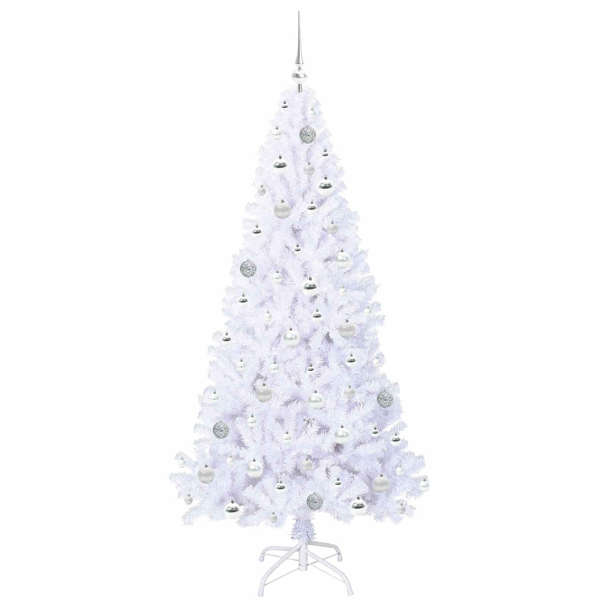 Konstgjord julgran med 300 LED-lampor Vit 180 cm PVC och stål