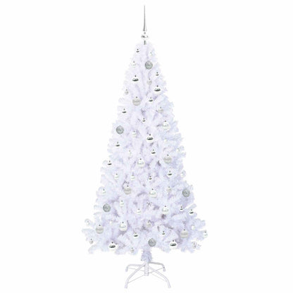 Konstgjord julgran med 300 LED-lampor Vit 180 cm PVC och stål