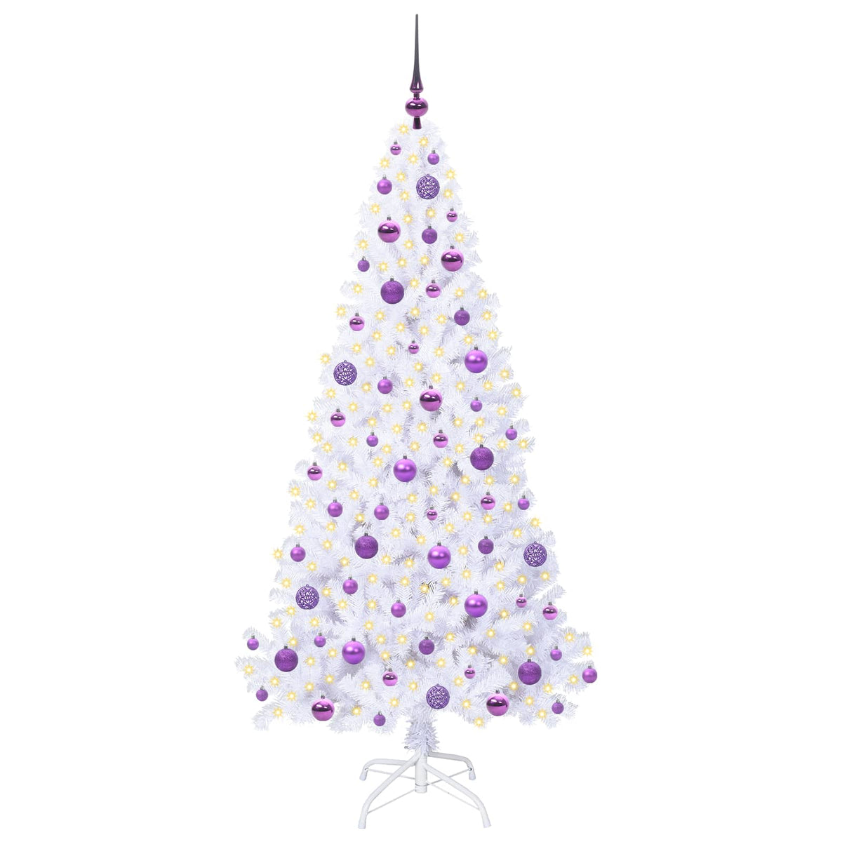 Konstgjord julgran med 300 LED-lampor Vit 180 cm PVC och stål