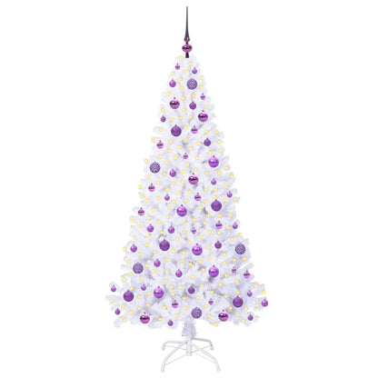 Konstgjord julgran med 300 LED-lampor Vit 180 cm PVC och stål