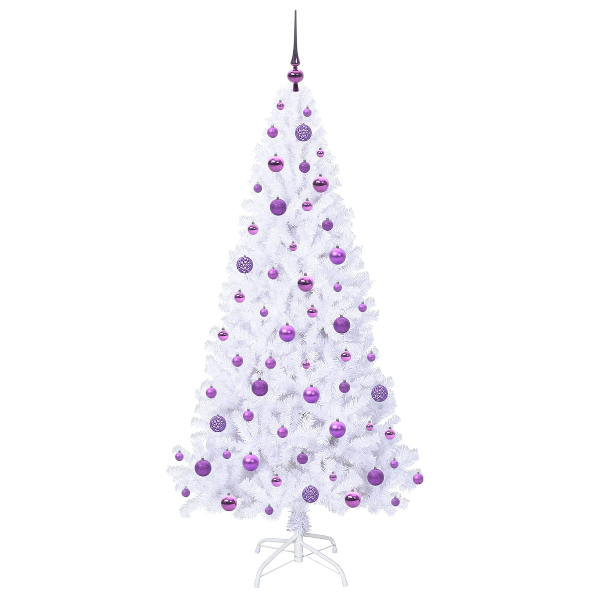 Konstgjord julgran med 300 LED-lampor Vit 180 cm PVC och stål