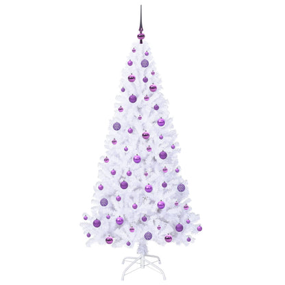 Konstgjord julgran med 300 LED-lampor Vit 180 cm PVC och stål