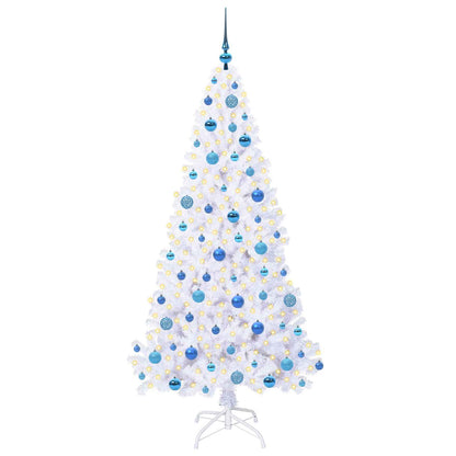 Konstgjord julgran med 300 LED-lampor Vit 180 cm PVC och stål