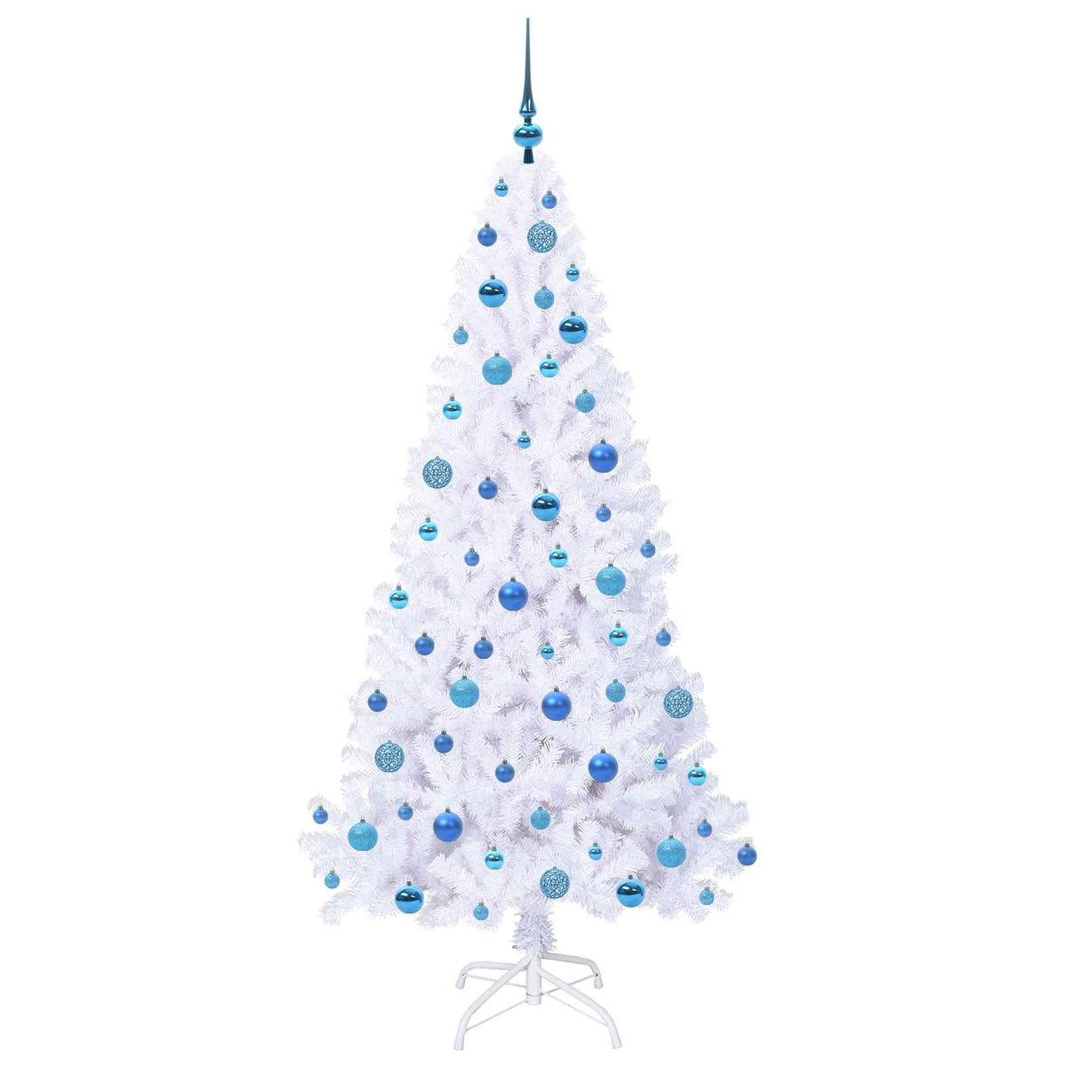 Konstgjord julgran med 300 LED-lampor Vit 180 cm PVC och stål