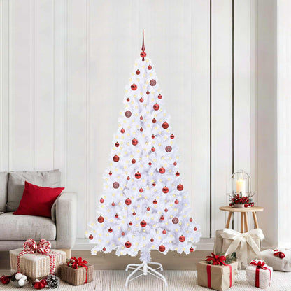 Konstgjord julgran med 300 LED-lampor Vit 210 cm PVC och stål
