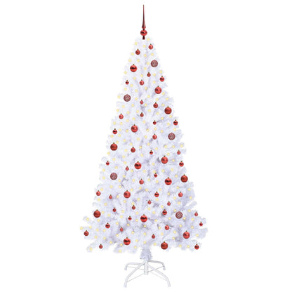 Konstgjord julgran med 300 LED-lampor Vit 210 cm PVC och stål