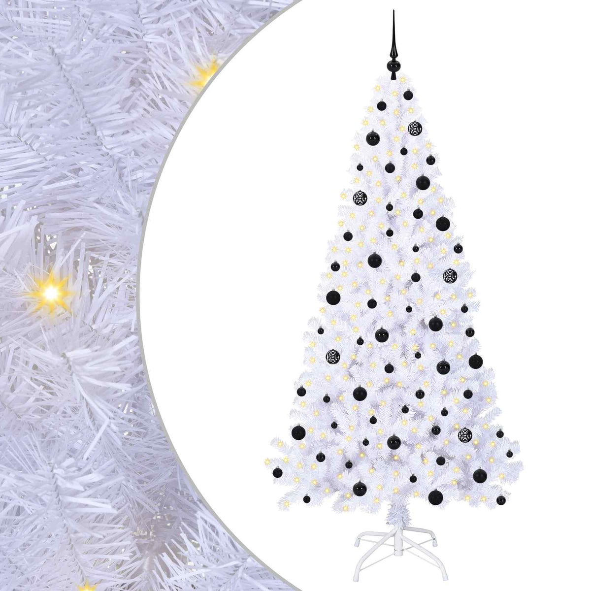 Konstgjord julgran med 300 LED-lampor Vit 210 cm PVC och stål