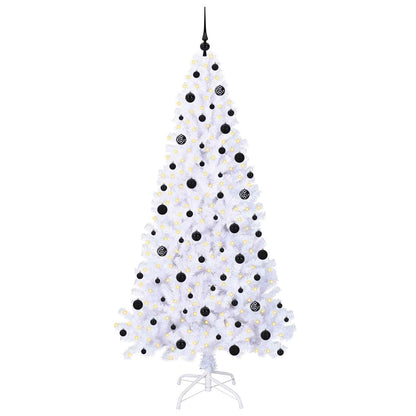 Konstgjord julgran med 300 LED-lampor Vit 210 cm PVC och stål