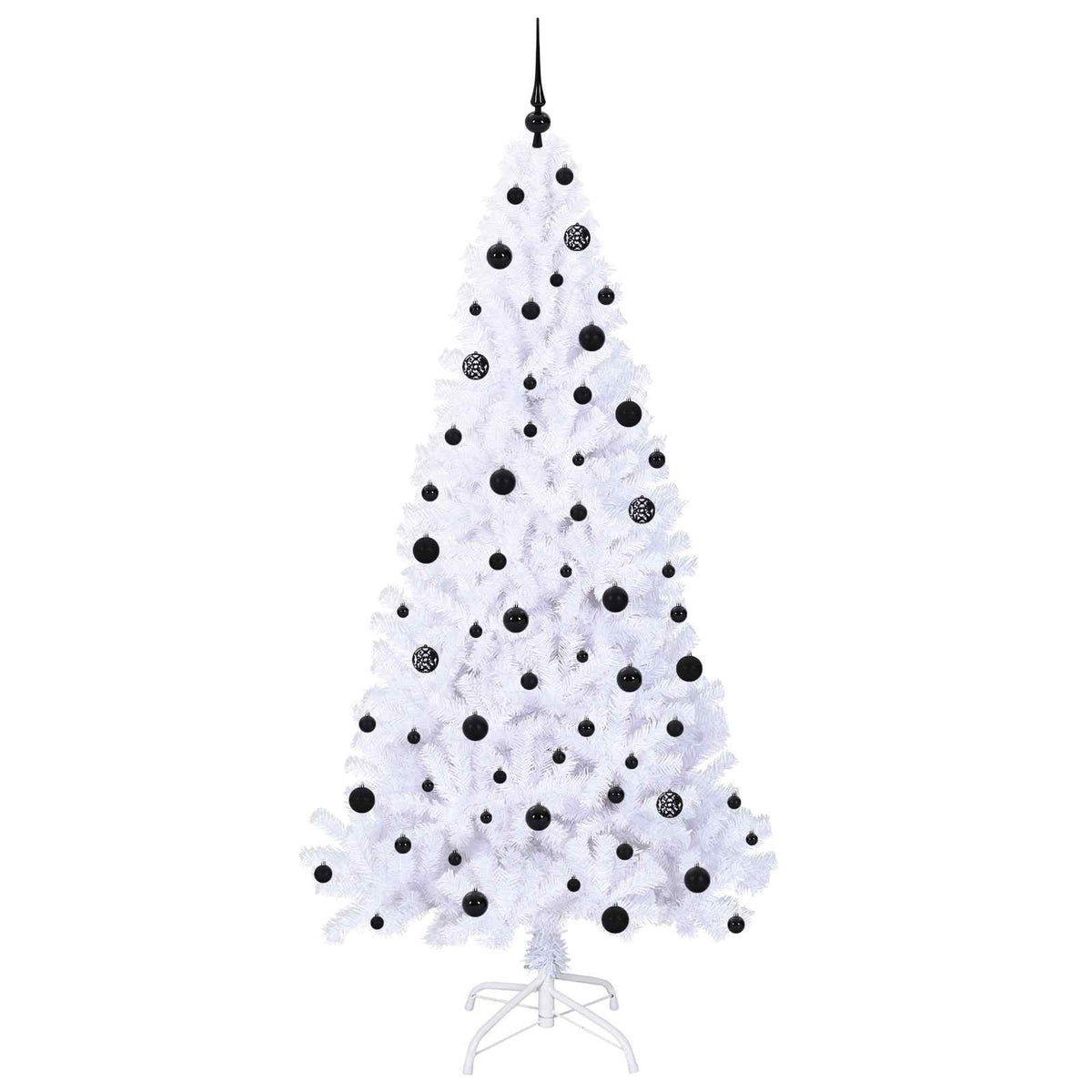 Konstgjord julgran med 300 LED-lampor Vit 210 cm PVC och stål