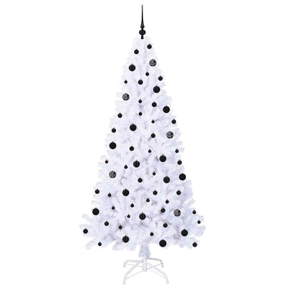Konstgjord julgran med 300 LED-lampor Vit 210 cm PVC och stål