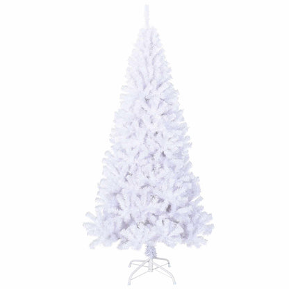 Konstgjord julgran med 300 LED-lampor Vit 210 cm PVC och stål