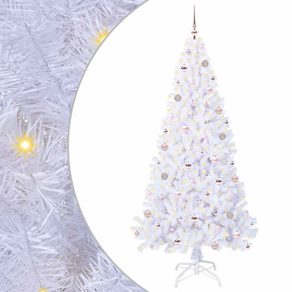 Konstgjord julgran med 300 LED-lampor Vit 210 cm PVC och stål