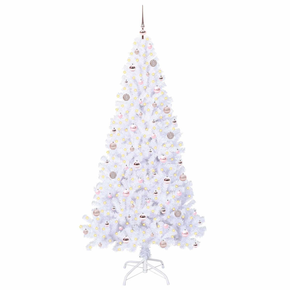 Konstgjord julgran med 300 LED-lampor Vit 210 cm PVC och stål