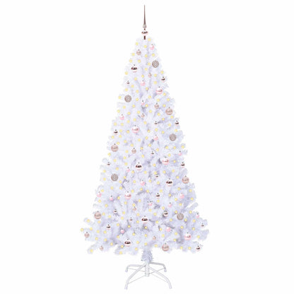 Konstgjord julgran med 300 LED-lampor Vit 210 cm PVC och stål