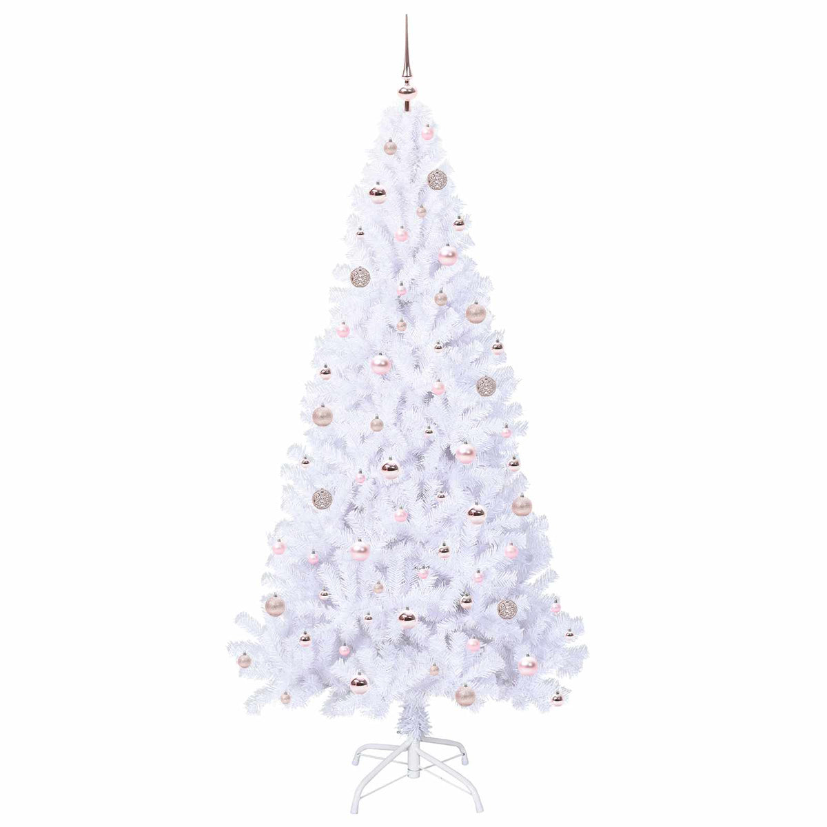Konstgjord julgran med 300 LED-lampor Vit 210 cm PVC och stål