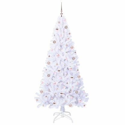 Konstgjord julgran med 300 LED-lampor Vit 210 cm PVC och stål