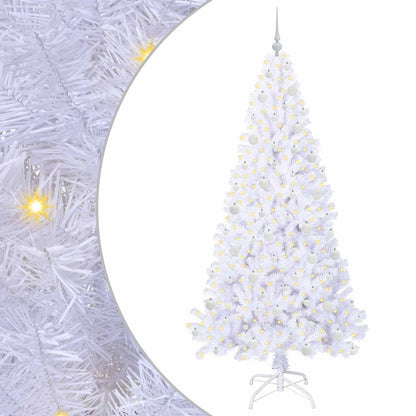 Konstgjord julgran med 300 LED-lampor Vit 210 cm PVC och stål