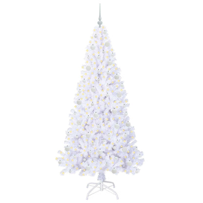 Konstgjord julgran med 300 LED-lampor Vit 210 cm PVC och stål