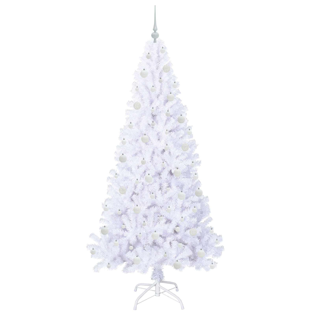 Konstgjord julgran med 300 LED-lampor Vit 210 cm PVC och stål