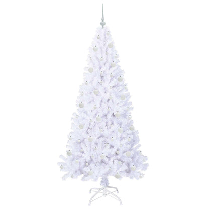 Konstgjord julgran med 300 LED-lampor Vit 210 cm PVC och stål
