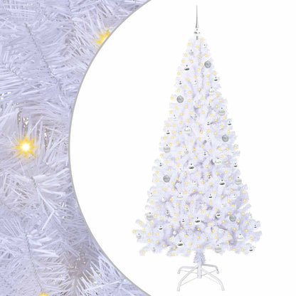 Konstgjord julgran med 300 LED-lampor Vit 210 cm PVC och stål